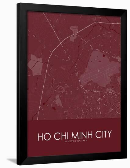 Ho Chi Minh City, Viet Nam Red Map-null-Framed Poster