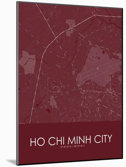 Ho Chi Minh City, Viet Nam Red Map-null-Mounted Poster