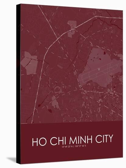 Ho Chi Minh City, Viet Nam Red Map-null-Stretched Canvas