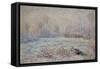 Hoar-Frost Near Vetheuil, 1880-Claude Monet-Framed Stretched Canvas