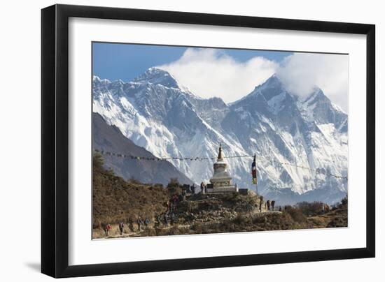 Hoards of trekkers make their way to Everest Base Camp, Khumbu Region, Nepal, Himalayas-Alex Treadway-Framed Photographic Print