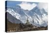 Hoards of trekkers make their way to Everest Base Camp, Khumbu Region, Nepal, Himalayas-Alex Treadway-Stretched Canvas