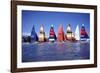 Hobie Cats Anchored and Lined Up Along the Shore, C.1990-null-Framed Photographic Print