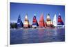 Hobie Cats Anchored and Lined Up Along the Shore, C.1990-null-Framed Photographic Print