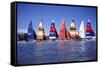 Hobie Cats Anchored and Lined Up Along the Shore, C.1990-null-Framed Stretched Canvas