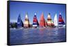 Hobie Cats Anchored and Lined Up Along the Shore, C.1990-null-Framed Stretched Canvas