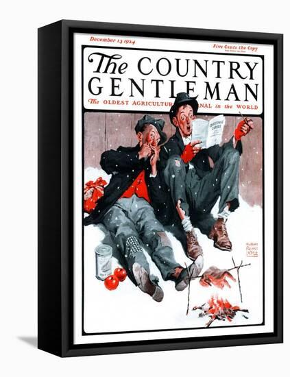 "Hobo Christmas," Country Gentleman Cover, December 13, 1924-William Meade Prince-Framed Stretched Canvas