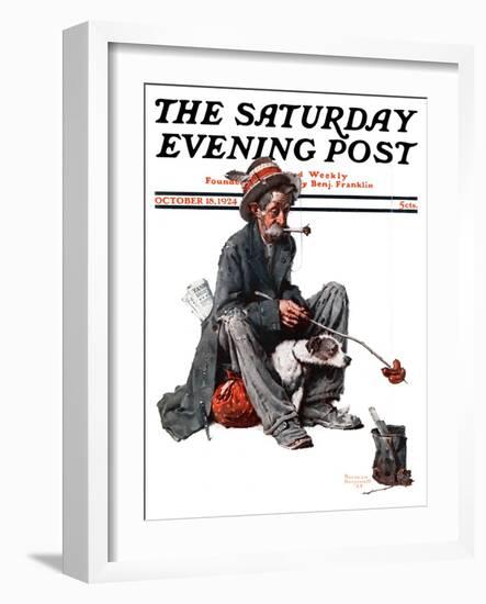 "Hobo" Saturday Evening Post Cover, October 18,1924-Norman Rockwell-Framed Giclee Print