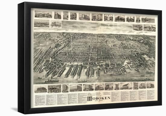 Hoboken, New Jersey - Panoramic Map-null-Framed Poster