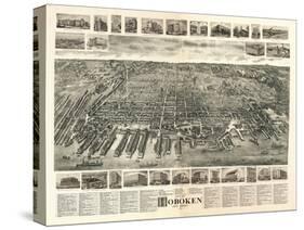 Hoboken, New Jersey - Panoramic Map-Lantern Press-Stretched Canvas