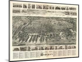 Hoboken, New Jersey - Panoramic Map-Lantern Press-Mounted Art Print