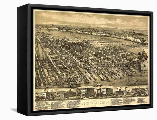 Hoboken, New Jersey - Panoramic Map-Lantern Press-Framed Stretched Canvas