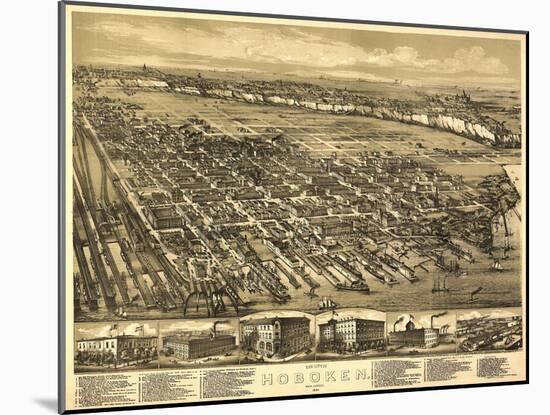 Hoboken, New Jersey - Panoramic Map-Lantern Press-Mounted Art Print