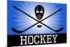 Hockey Blue Sports Poster Print-null-Mounted Poster