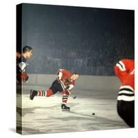 Hockey: Chicago Blackhawks Bobby Hull No.9 in Action, Shooting vs. NY Rangers-Bill Eppridge-Stretched Canvas