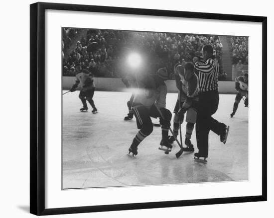 Hockey Game During Winter Olympics-null-Framed Premium Photographic Print