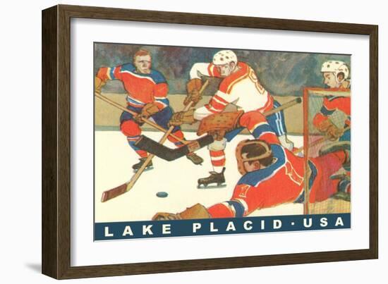 Hockey Game in Lake Placid, New York-null-Framed Art Print