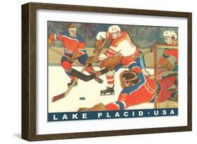 Hockey Game in Lake Placid, New York-null-Framed Art Print