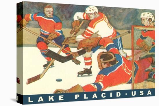 Hockey Game in Lake Placid, New York-null-Stretched Canvas