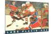 Hockey Game in Lake Placid, New York-null-Mounted Art Print