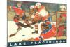 Hockey Game in Lake Placid, New York-null-Mounted Art Print