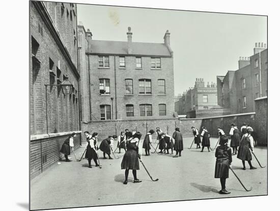 Hockey Game, Myrdle Street Girls School, Stepney, London, 1908-null-Mounted Photographic Print