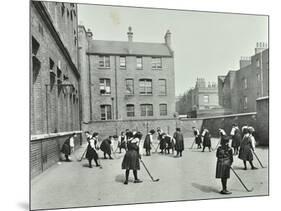 Hockey Game, Myrdle Street Girls School, Stepney, London, 1908-null-Mounted Photographic Print