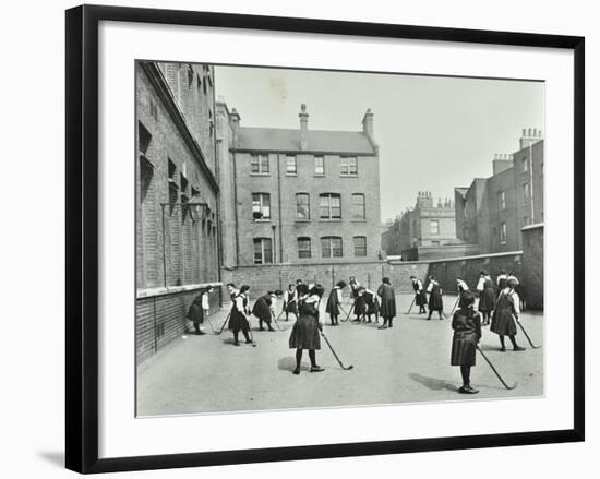 Hockey Game, Myrdle Street Girls School, Stepney, London, 1908-null-Framed Photographic Print