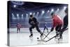 Hockey Match at Rink . Mixed Media-Sergey Nivens-Stretched Canvas