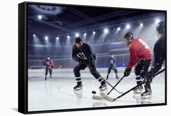 Hockey Match at Rink . Mixed Media-Sergey Nivens-Framed Stretched Canvas