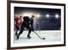 Hockey Match at Rink  . Mixed Media-Sergey Nivens-Framed Photographic Print