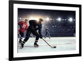 Hockey Match at Rink  . Mixed Media-Sergey Nivens-Framed Photographic Print