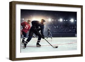 Hockey Match at Rink  . Mixed Media-Sergey Nivens-Framed Photographic Print