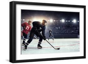 Hockey Match at Rink  . Mixed Media-Sergey Nivens-Framed Photographic Print