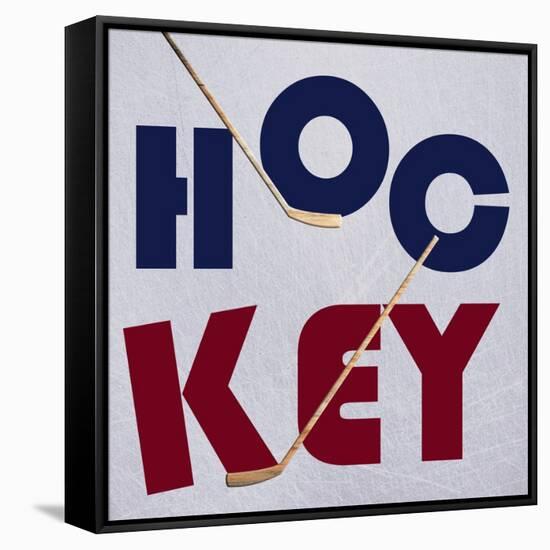 Hockey Play-Sheldon Lewis-Framed Stretched Canvas