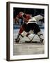Hockey Players in Head to Head Competition-null-Framed Premium Photographic Print