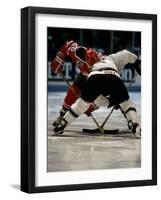 Hockey Players in Head to Head Competition-null-Framed Photographic Print