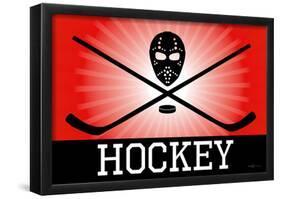 Hockey Red Sports Poster Print-null-Framed Poster