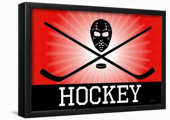 Hockey Red Sports Poster Print-null-Framed Poster