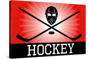 Hockey Red Sports Poster Print-null-Stretched Canvas