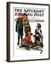 "Hockey Waits, Tying Skates," Saturday Evening Post Cover, December 17, 1927-Alan Foster-Framed Giclee Print