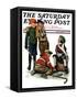 "Hockey Waits, Tying Skates," Saturday Evening Post Cover, December 17, 1927-Alan Foster-Framed Stretched Canvas