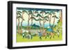 Hodogaya on the Tokaido, c.1830-Katsushika Hokusai-Framed Giclee Print