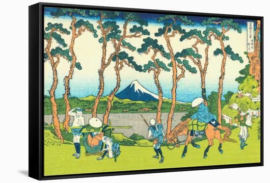 Hodogaya on the Tokaido, c.1830-Katsushika Hokusai-Framed Stretched Canvas