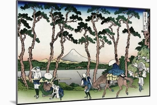 Hodogaya on the Tokaido Road-Katsushika Hokusai-Mounted Art Print