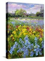 Hoeing Team and Iris Fields, 1993-Timothy Easton-Stretched Canvas