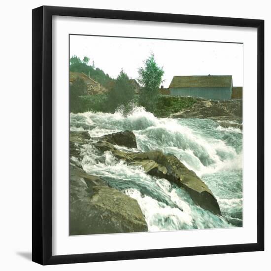 Hönefoss (Norway), the Falls, the Great Waterfall-Leon, Levy et Fils-Framed Photographic Print