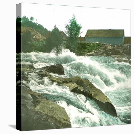 Hönefoss (Norway), the Falls, the Great Waterfall-Leon, Levy et Fils-Stretched Canvas
