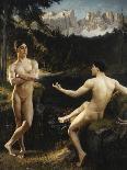 Male Nudes by a River in an Alpine Landscape-Hofer Gottfried-Laminated Giclee Print