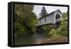 Hoffman Covered Bridge over Crabtree Creek in Linn County, Oregon, USA-Chuck Haney-Framed Stretched Canvas